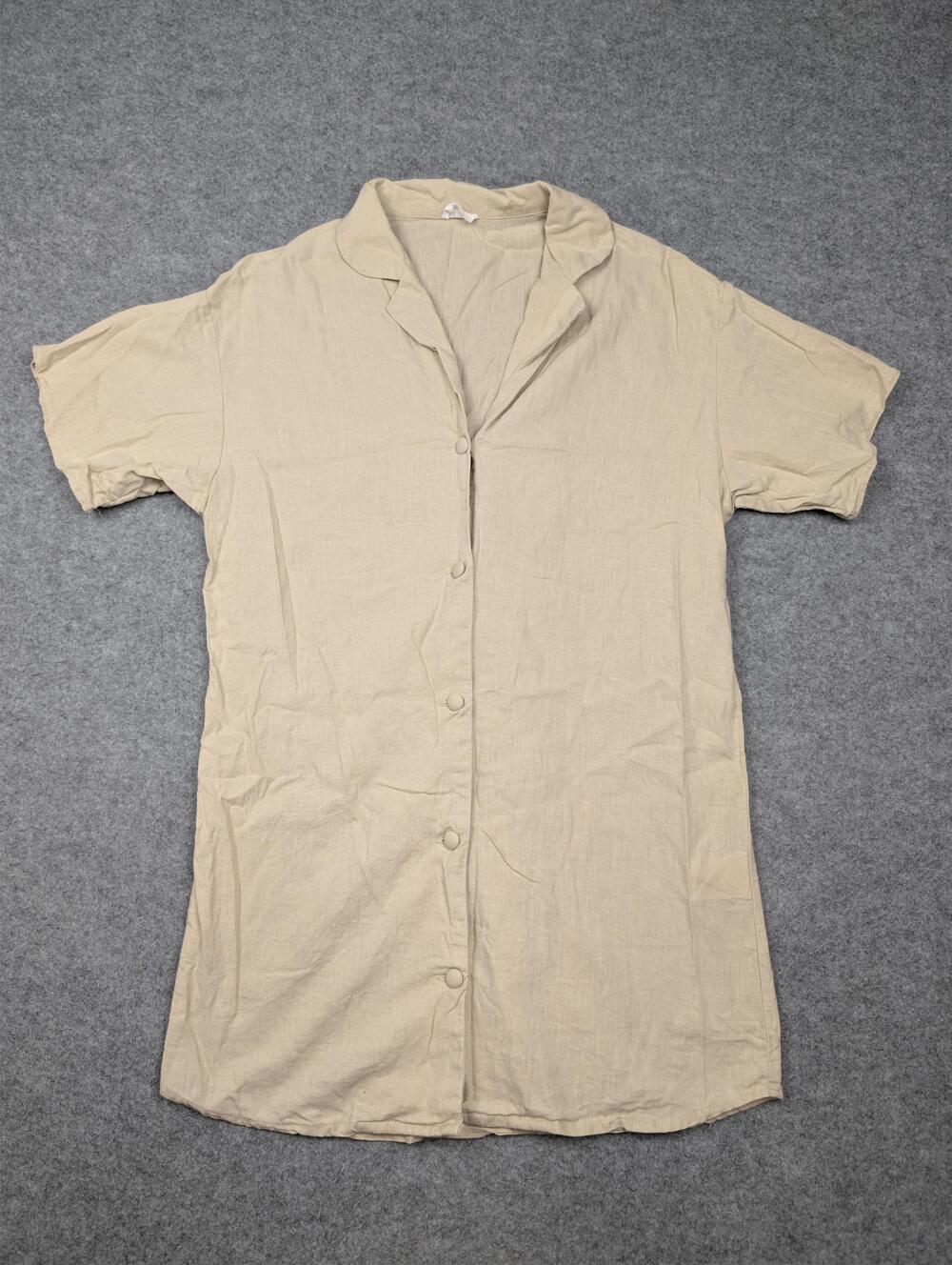 Cotton On Dress Womens XS Beige Linen Collared Shirt Short Button Front Casual
